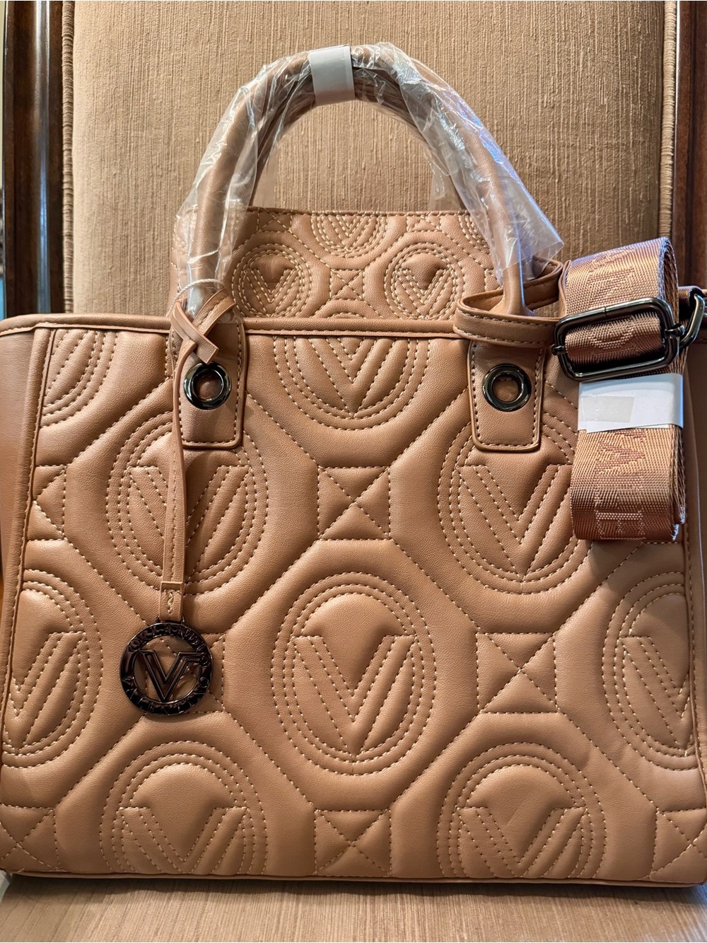 Valentino Orlandi Quilted Tote Bag in Taupe